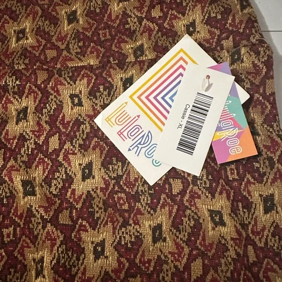 LuLaRoe Cassie Maroon and Gold Pencil Skirt, Size: XL - Picture 2 of 6